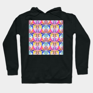 Checked Rainbow Fiesta Blue Kaleidoscope Memphis Design Pattern Hoodie